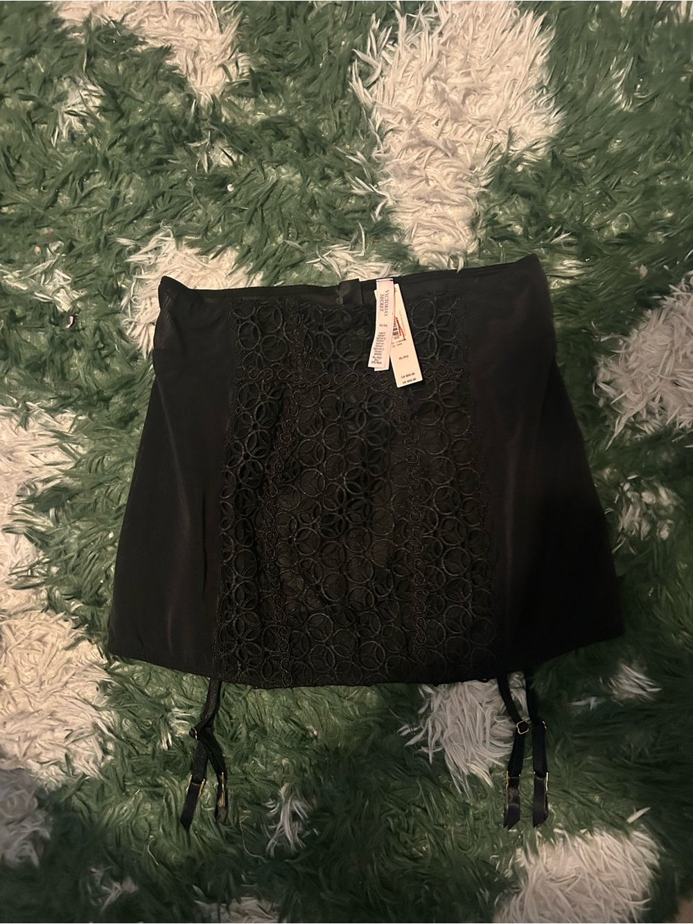 Black Lace-Front Women’s Skirt with Garter Straps